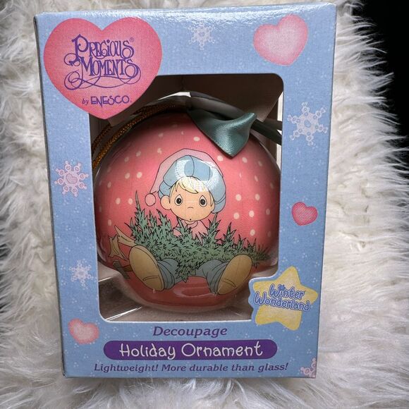 Precious Moments Other - Precious Moments By Enesco 1997 Decoupage Holiday Ornament Winter Wonderland NIB